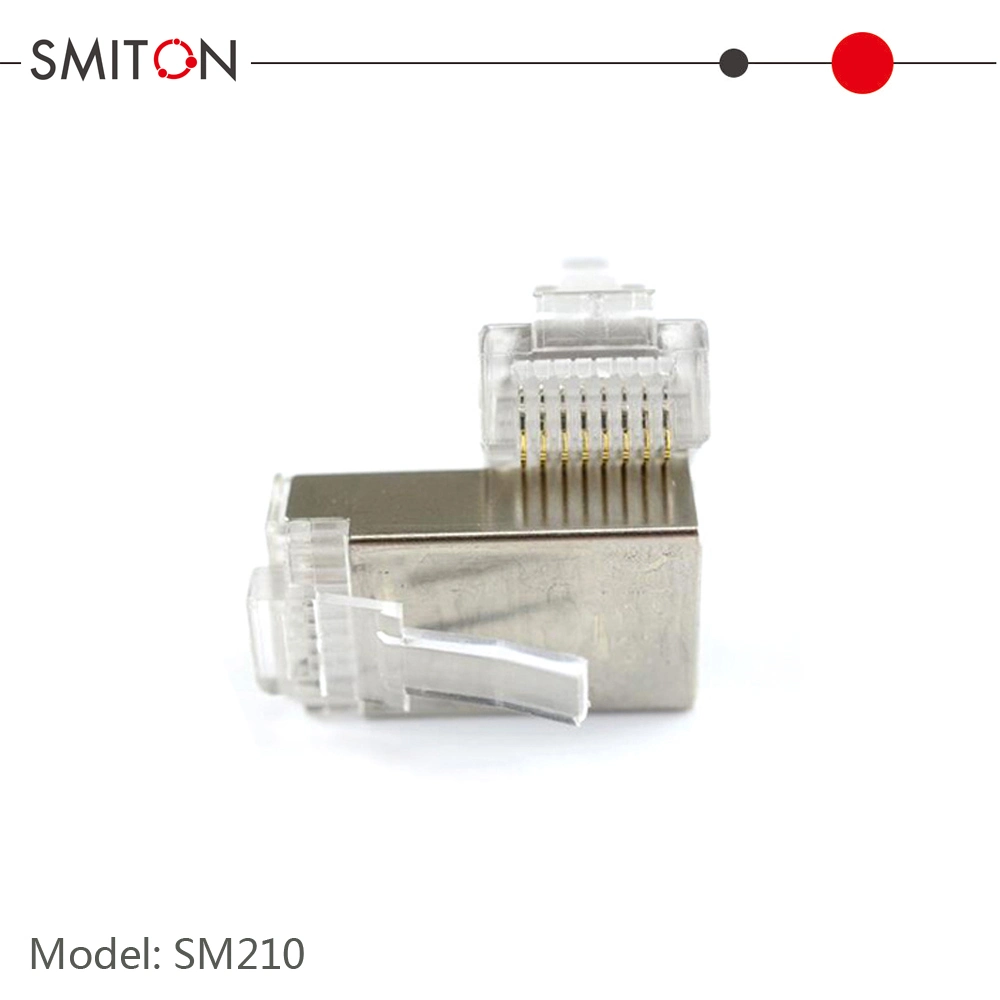 RJ45 Shielded Gold-Plated Male Connector Cat5 Cat5e Modular Plug for Solid Ethernet Cable