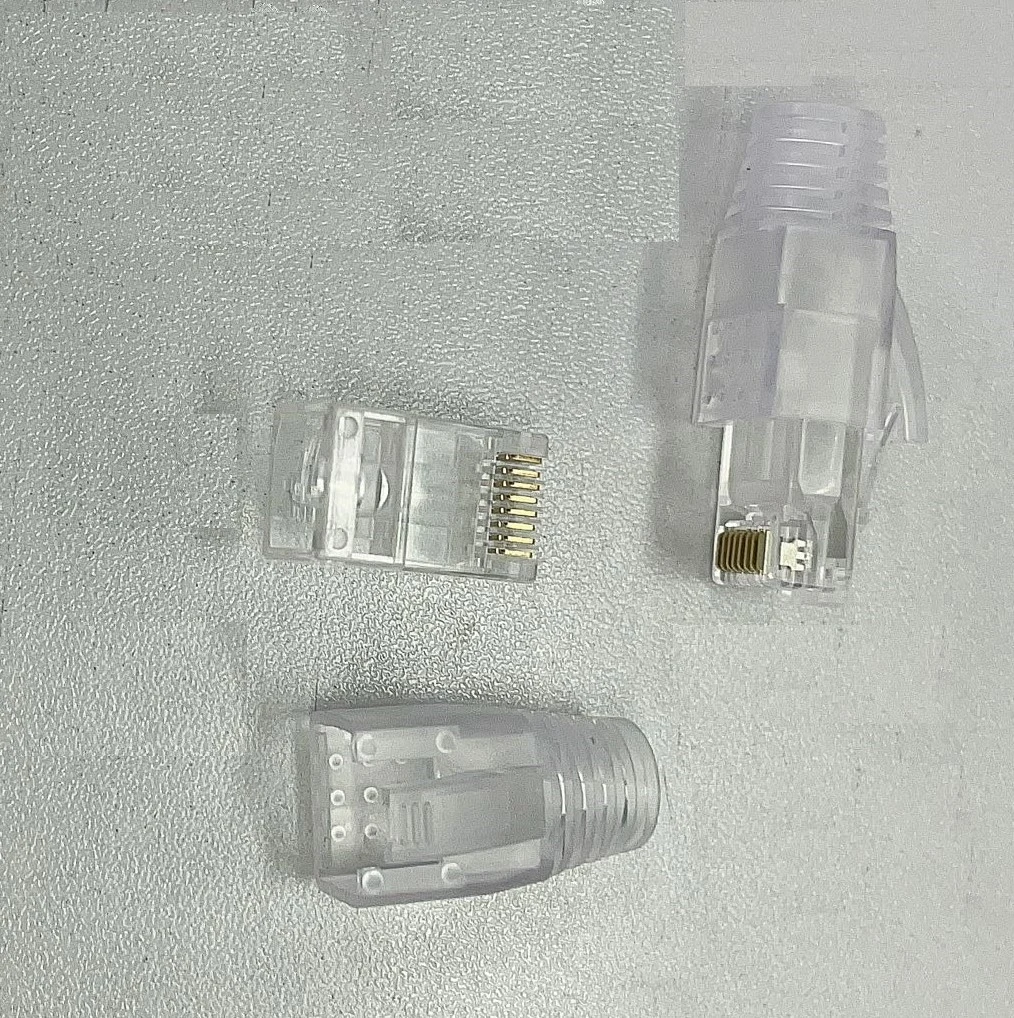 RJ45 Pass Through Modular Plug UTP Ethernet Cables Network Modular Plug Cat5e/CAT6/CAT6A RJ45 Crystal Heads 8p8c RJ45 Network Modular Plug with Boot