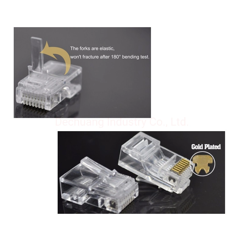 Crystal Head Ethernet RJ45 Modular Data Networking Unshielded Cable Plugs 8X8 8p8c for Cat 5e, Cat 6, Cat 6A 3u