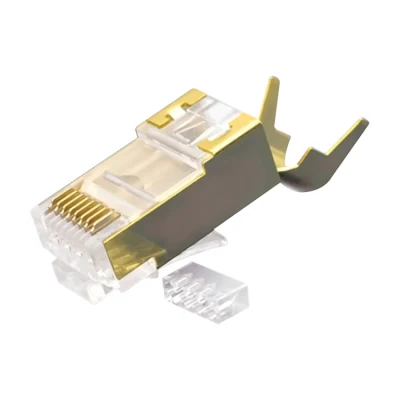 CAT.7 RJ45 8P8C モジュラープラグ、シールド付き (FTP)、ネットワークコネクタ、金メッキ銅シールド、2 ピースキット