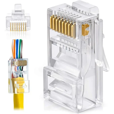 CAT6 RJ45 8p8c フィードスルー コネクタ、シールド付き RJ45 モジュラー プラグ