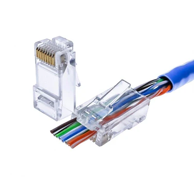 RJ45 8p8c CAT6 コネクタ、最終パス、3 ピン イーサネット モジュラー プラグ