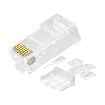 CAT.6A RJ45 8P8C モジュラープラグ シールドなし (UTP) ネットワークコネクタ 3 ピースキット 透明 24AWG ～ 26AWG ツイストペアまたはツイストペアケーブル用