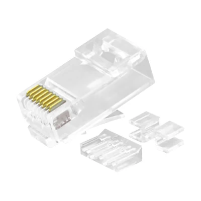 CAT.6A RJ45 8P8C モジュラー プラグ シールドなし (UTP) ネットワーク コネクタ 3 ピース キット 透明