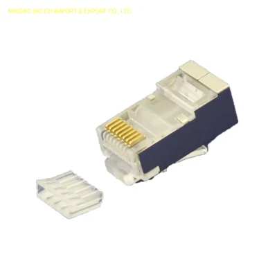 RJ45 シールドモジュラープラグ FTP/STP/SFTP CAT6 8p8c シールドイーサネットポートネットワークプラグ、インサートストリップ付き