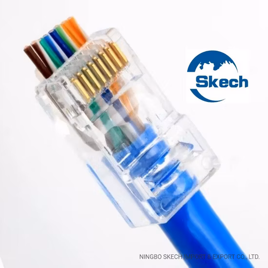 Ez RJ45 パススルー コネクタ、UTP イーサネット ケーブル、ネットワーク モジュラー プラグ、Cat5e/CAT6/CAT6A、RJ45 クリスタル ヘッド、8p8c コネクタ