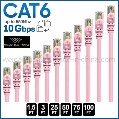 RJ45 U/UTP CAT6 ネットワーク ケーブル、CAT6A パッチ ケーブル、レッド