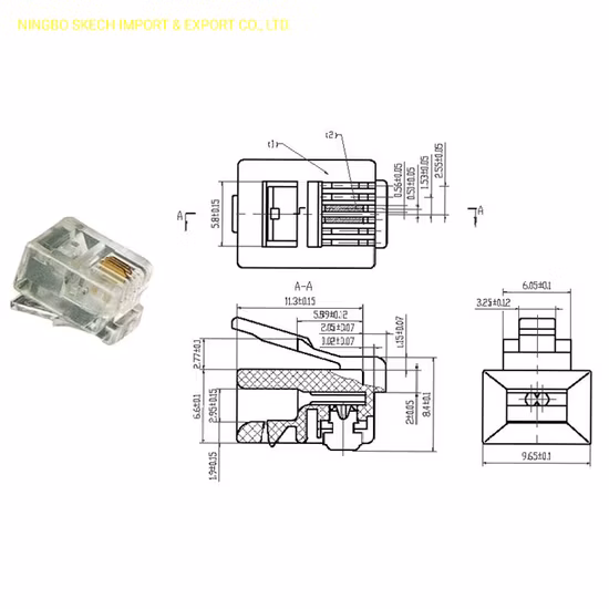 高品質 RJ11 6p2c 電話ジャック 2 コア電話ケーブル Cat3 電話接続用