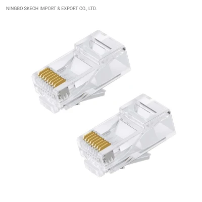 モジュラープラグ付きネットワークイーサネットケーブル UTP RJ45 CAT6 8p8c 3 プロング (スペード) イーサネットケーブル 8 ピン圧着コネクタ